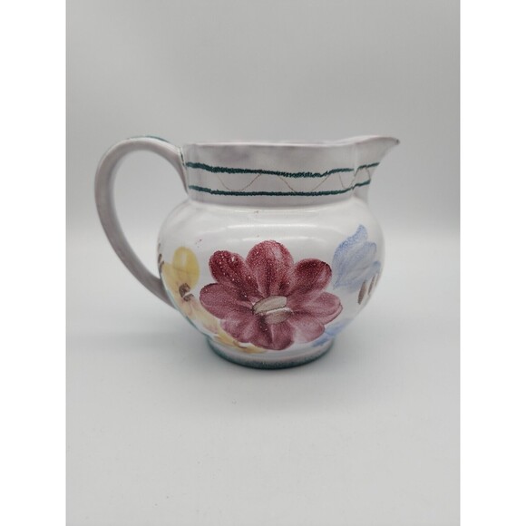 Arabian Hand Painted Pitcher Floral made In Finland 32 oz Marked CY3 - Picture 3 of 11